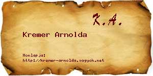 Kremer Arnolda névjegykártya
